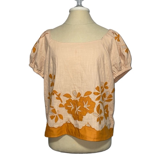 Madewell Embroidered Lace-Up Back Top Large - Picture 3 of 7